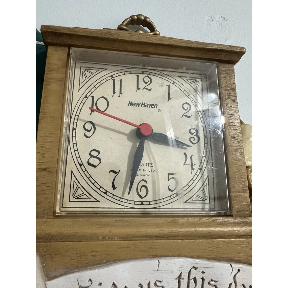 Vintage Kitchen Clock Give Us This Day Bread Plastic Wall Art Food Tea Retro